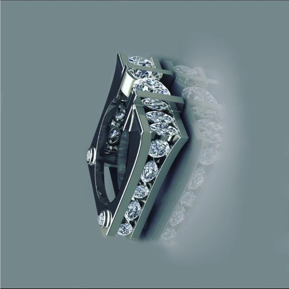 New 925 Silver Classic Irregular Geometric Ladies New Hip Hop Party Diamond Ring - Picture 3 of 5